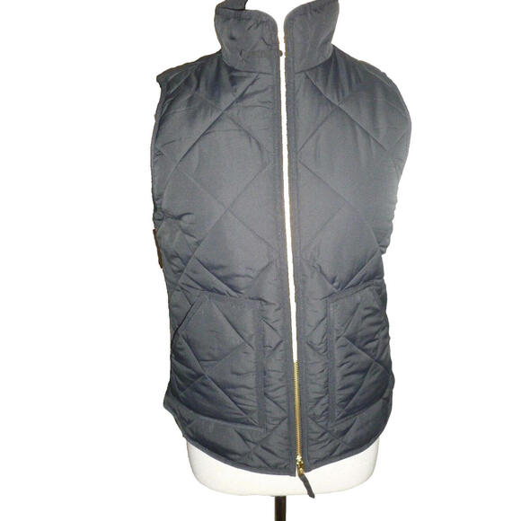 NWOT J Crew Quilted Puffer Vest Black Jacket Sleeveless Poly Fill sz XS - Picture 1 of 8